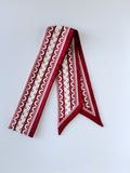 Maroon and White Ribbon Twilly