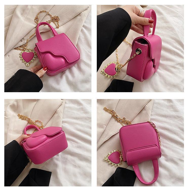 Heartfelt Charm Messenger Bag - Trendy Small Square Bag with Heart Charm