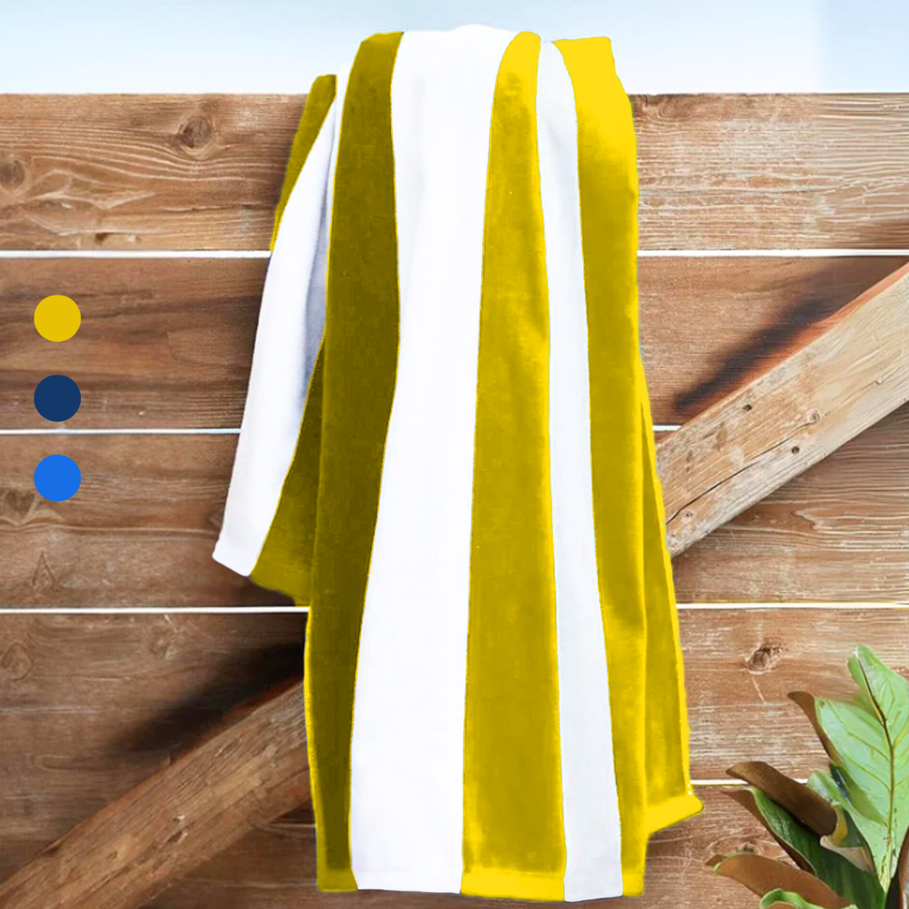 Standard Cabana Beach Towel: 100% Cotton Terry Velour