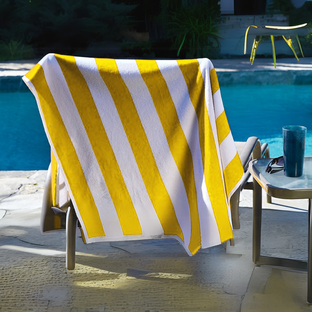 Standard Cabana Beach Towel: 100% Cotton Terry Velour
