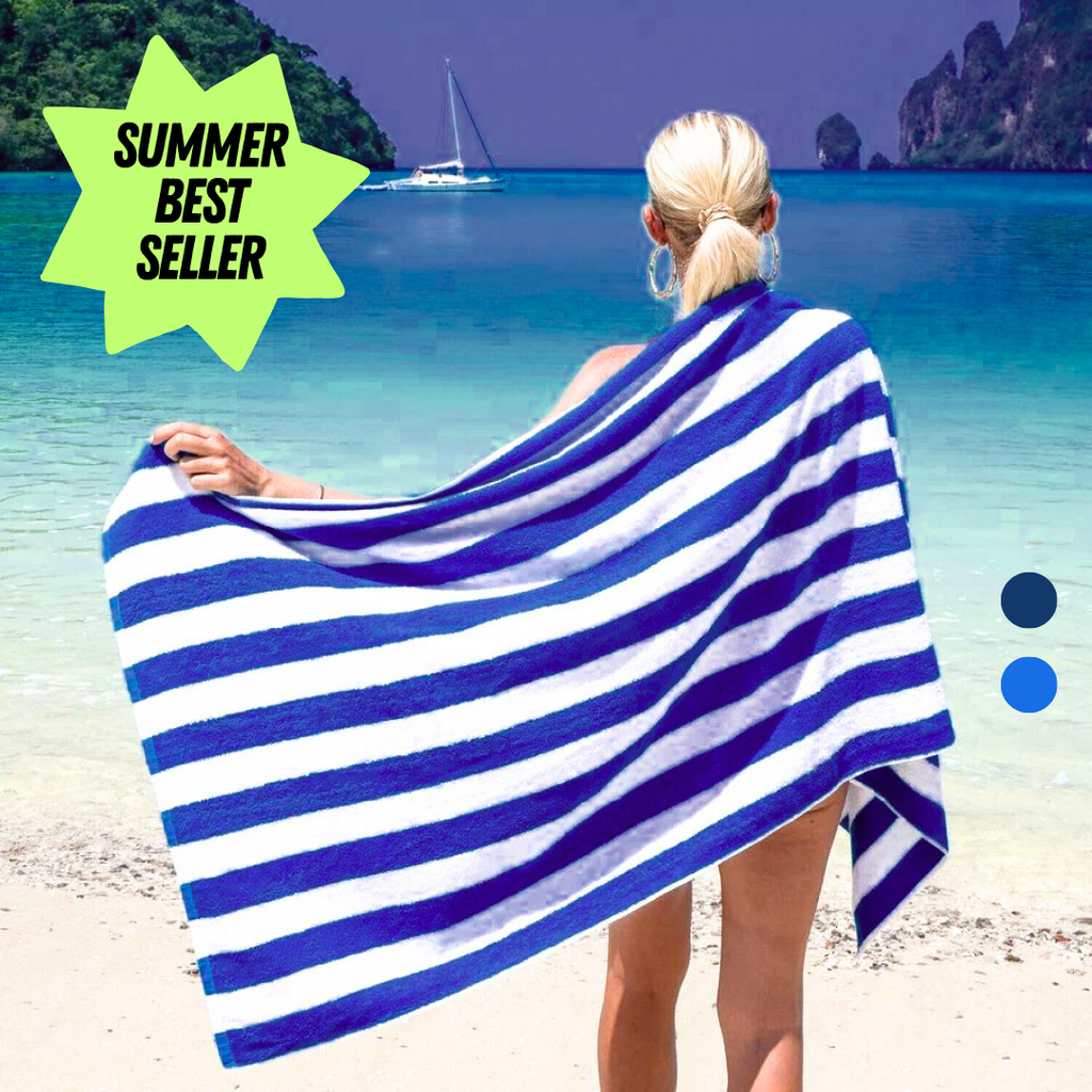 Standard Cabana Beach Towel: 100% Cotton Terry Velour