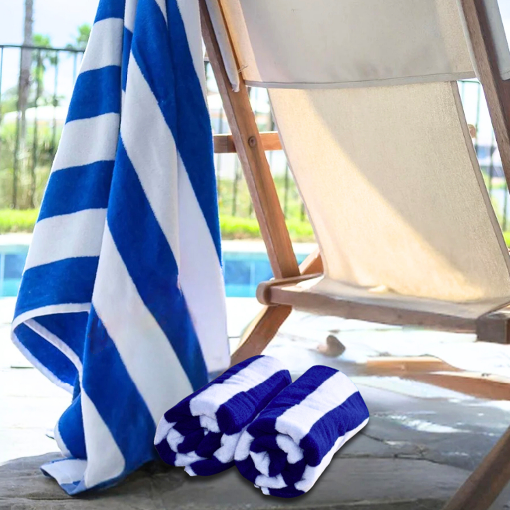 Standard Cabana Beach Towel: 100% Cotton Terry Velour