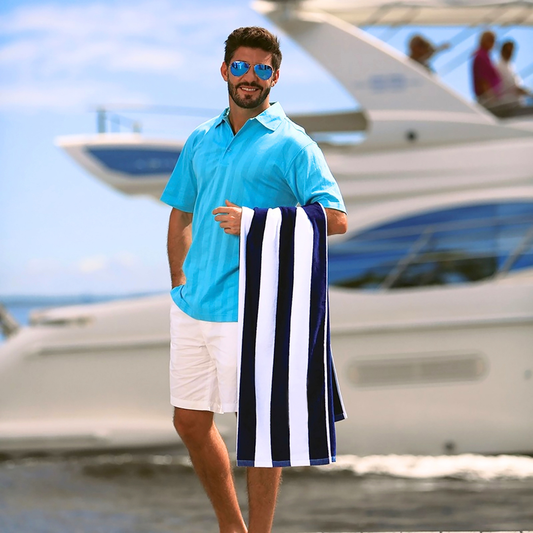 Mid-weight Cabana Beach Towel: 100% Cotton Towel