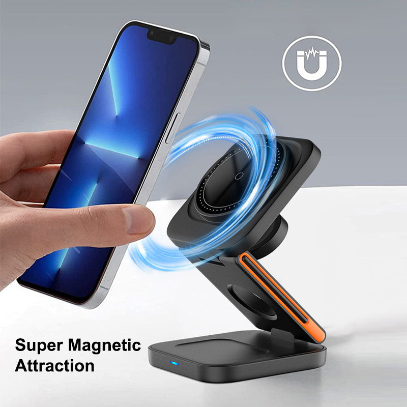 FlexiTrip Foldable Wireless Charger – Compact, Fast Charging, Portable Design for iPhone, Android, and Qi-Enabled Devices