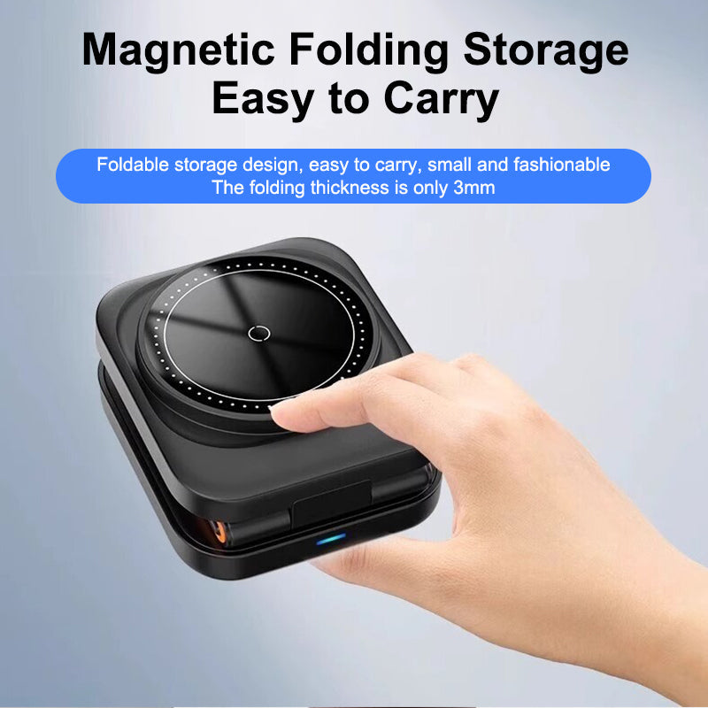FlexiTrip Foldable Wireless Charger – Compact, Fast Charging, Portable Design for iPhone, Android, and Qi-Enabled Devices