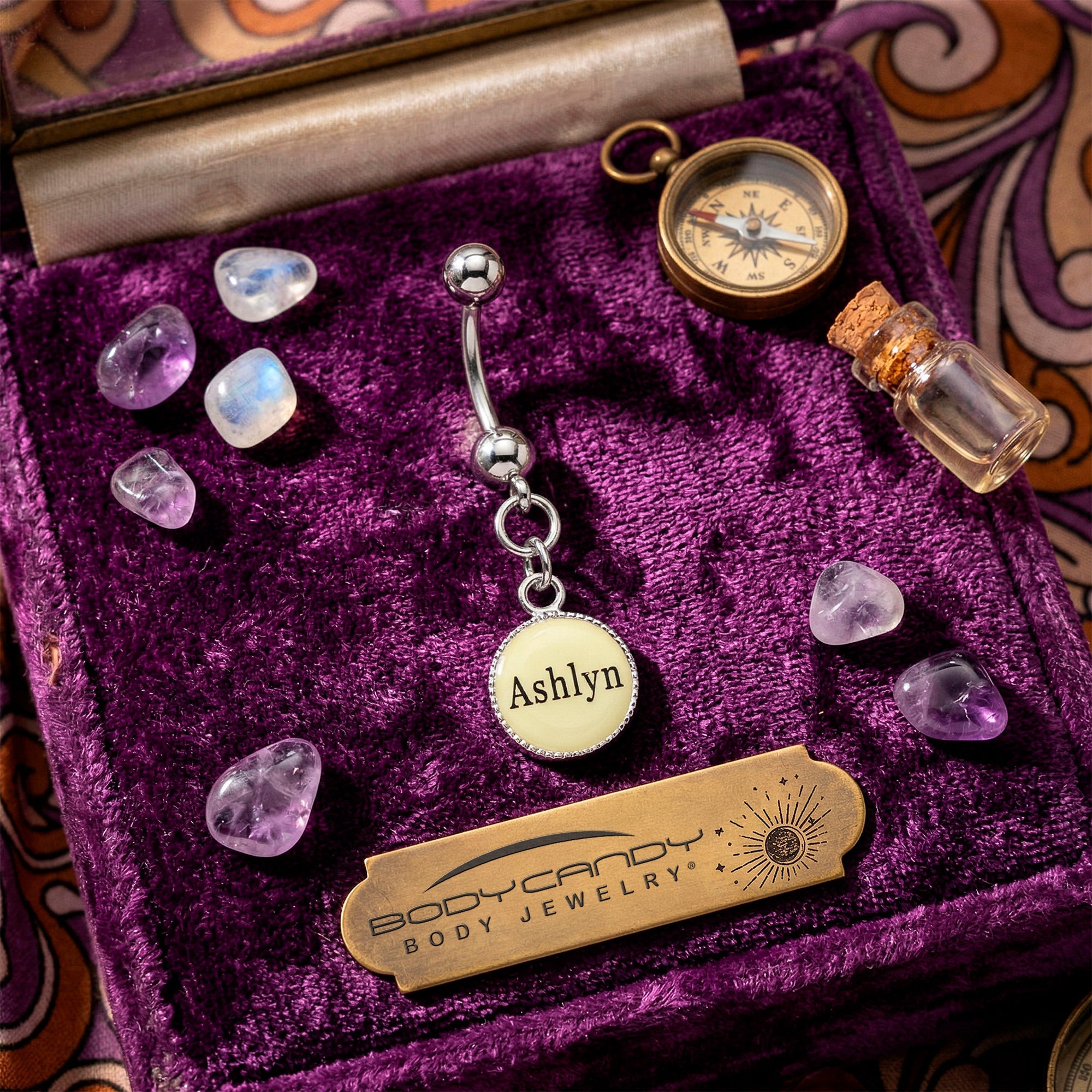 Custom Glow in the Dark Personalized Name Dangle Belly Ring