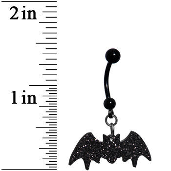 Glittery Black Bat Dangle Belly Ring