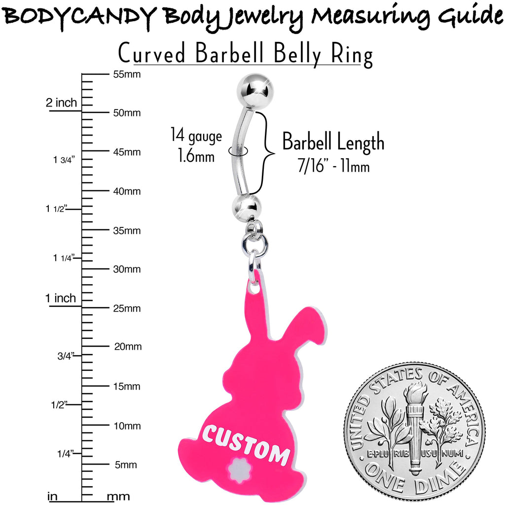 Custom Pink Bunny Rabbit Personalized Dangle Belly Ring