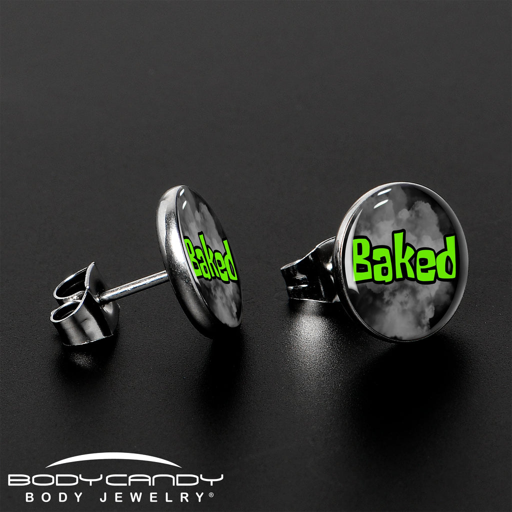 Logo Baked Stoner Stud Earrings by Onyx O