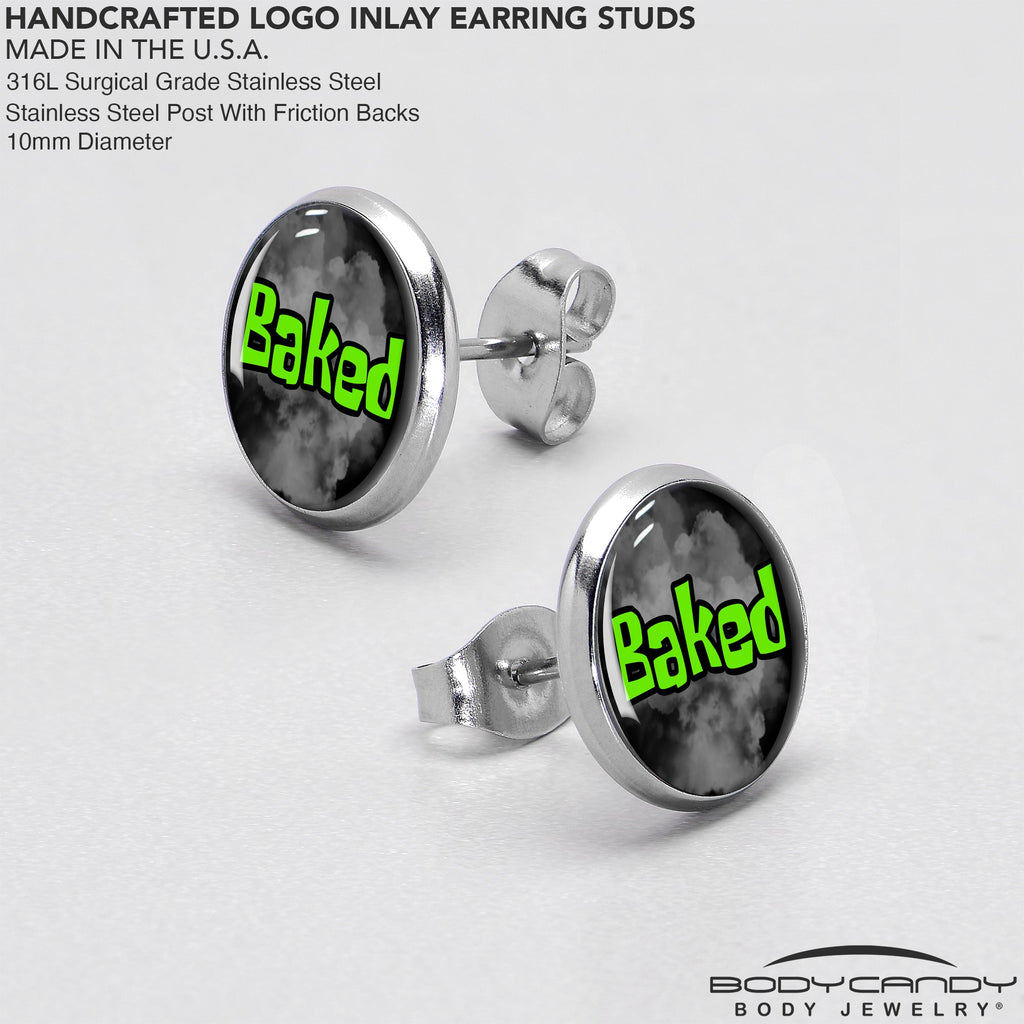 Logo Baked Stoner Stud Earrings by Onyx O