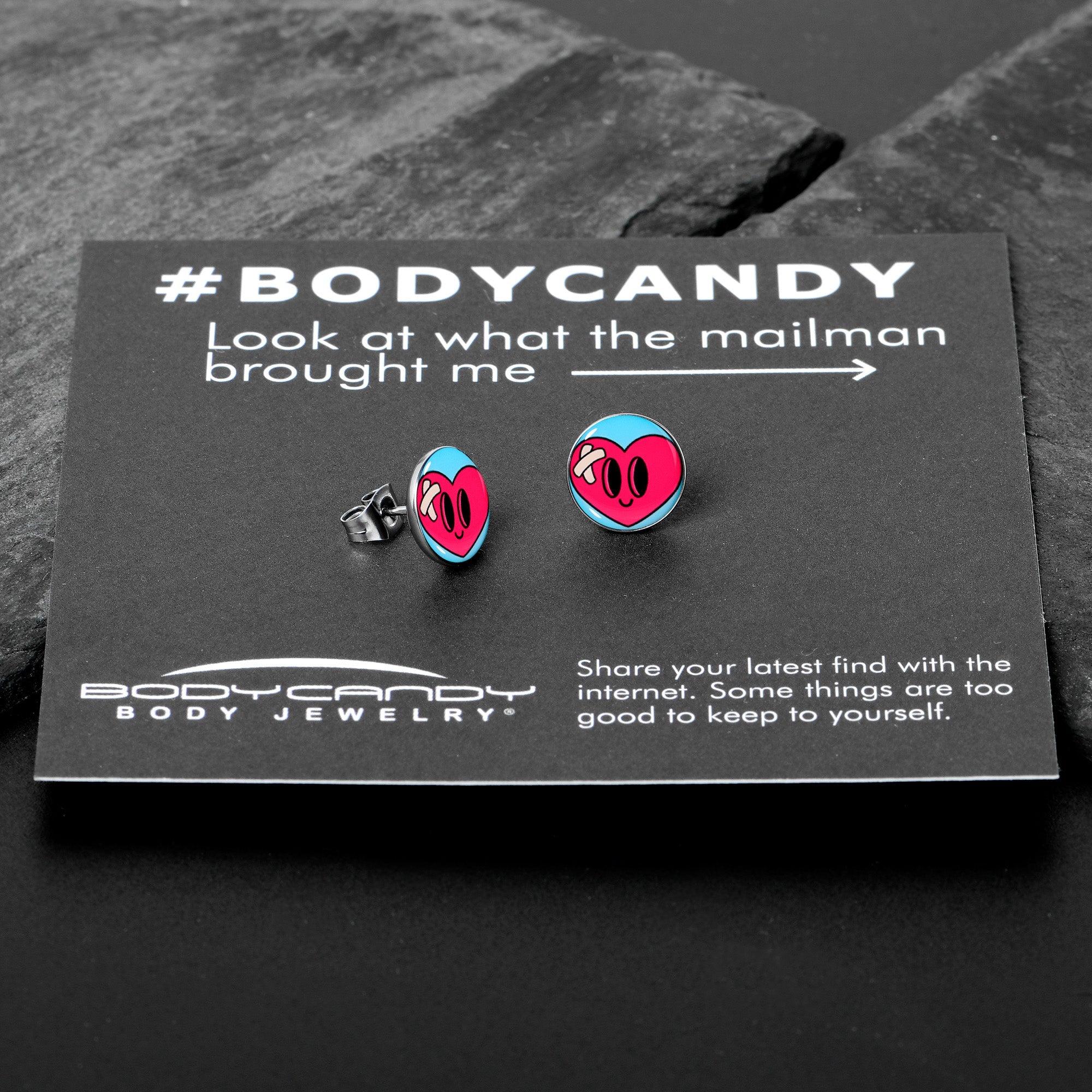 Heartbreak Bandaged Heart Stud Earrings by Onyx O