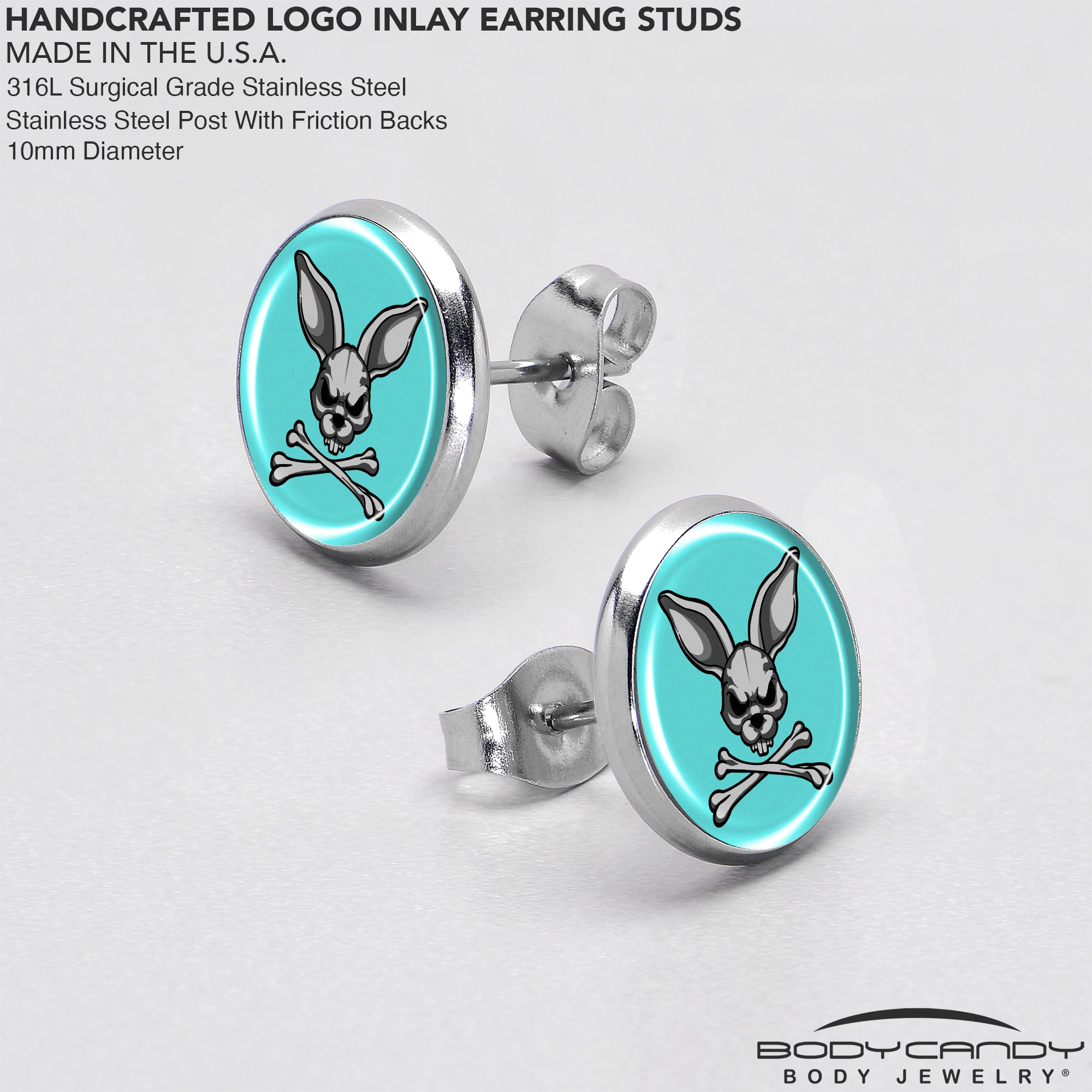 Bunny and Crossbones Stud Earrings by Onyx O