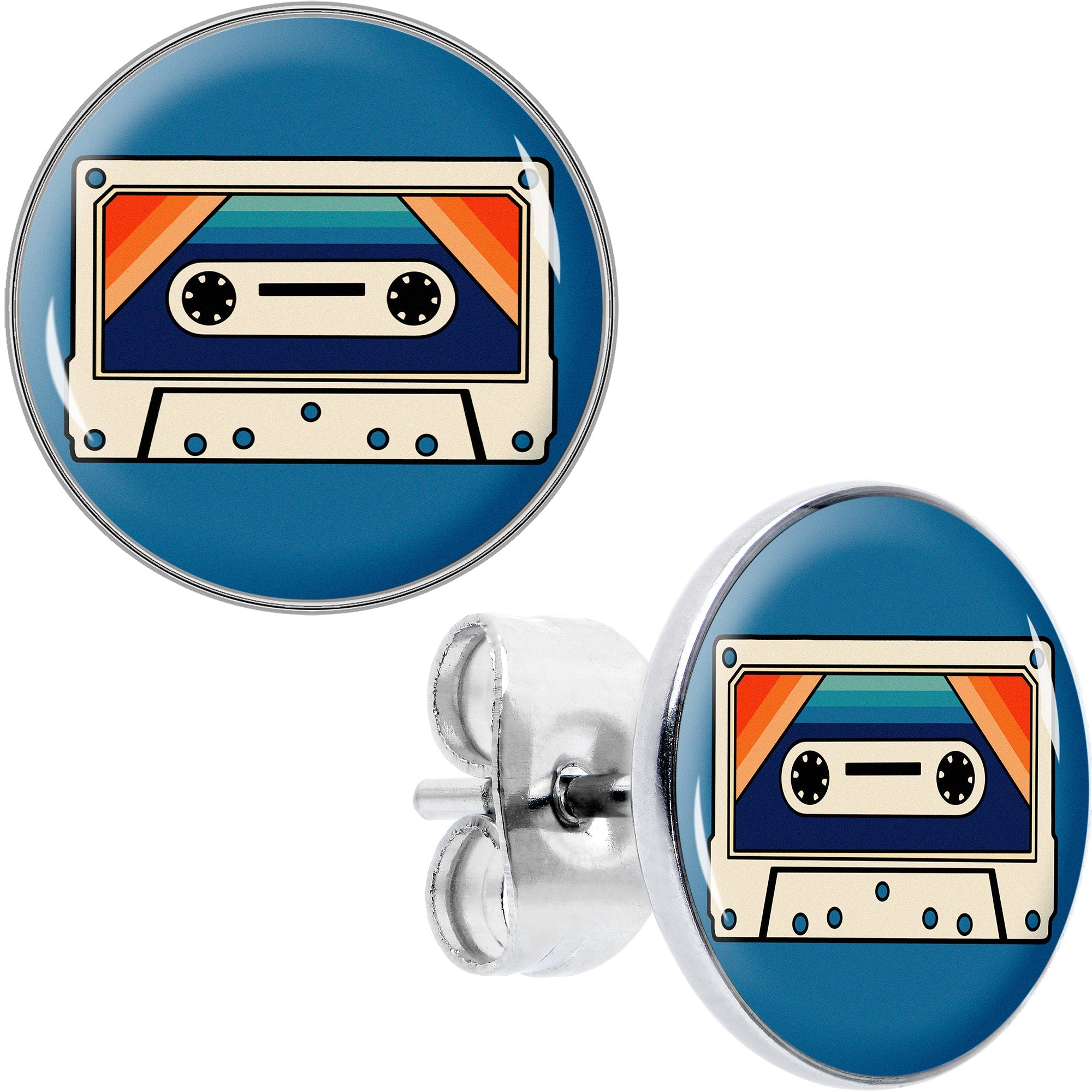 Retro Cassette Tape Stud Earrings by Onyx O
