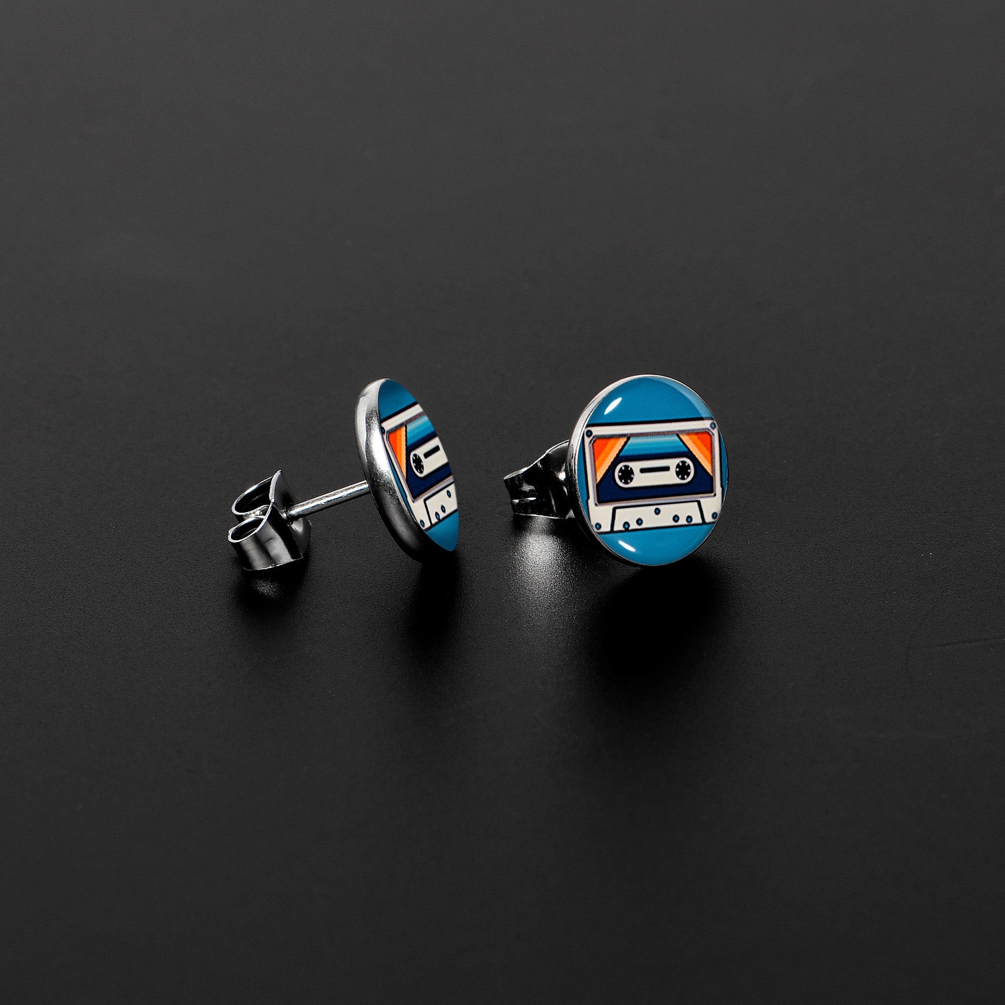 Retro Cassette Tape Stud Earrings by Onyx O