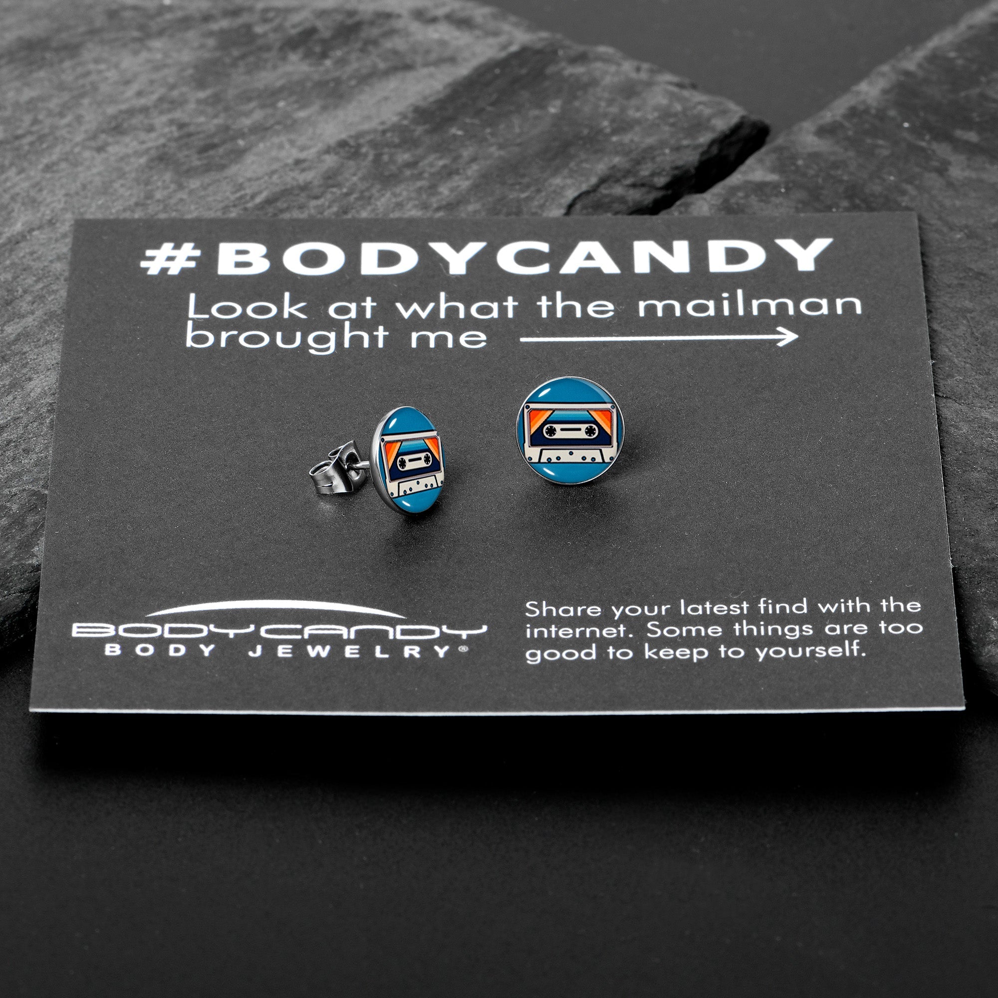 Retro Cassette Tape Stud Earrings by Onyx O