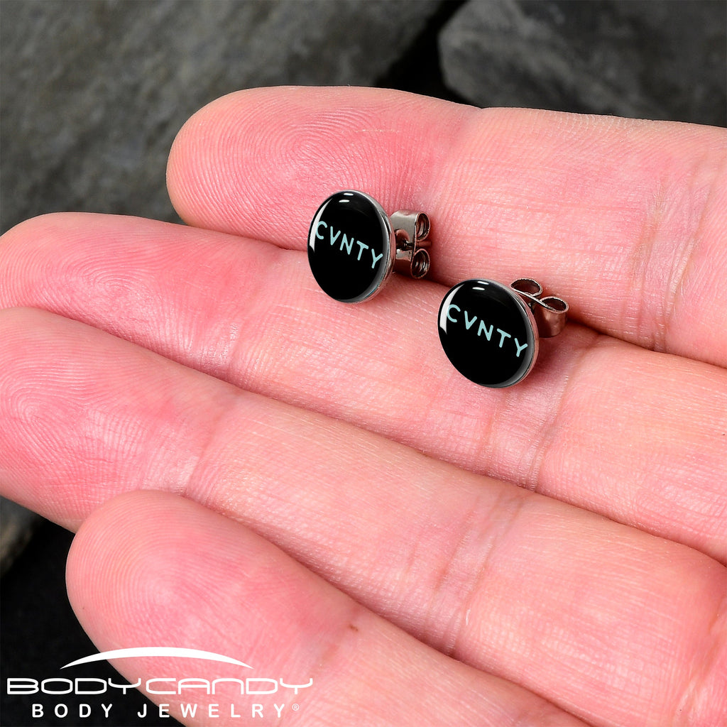 Phrase Logo CVNTY Stud Earrings by Onyx O