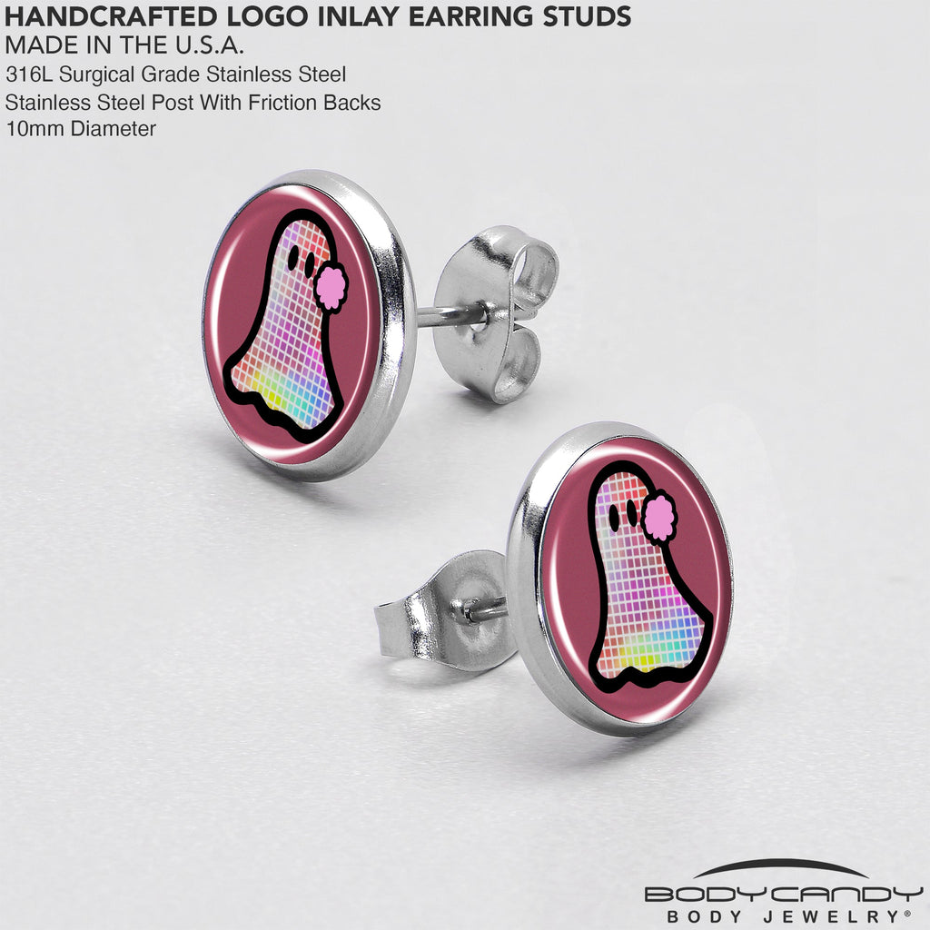 Disco Spirit Ghost Stud Earrings by Onyx O