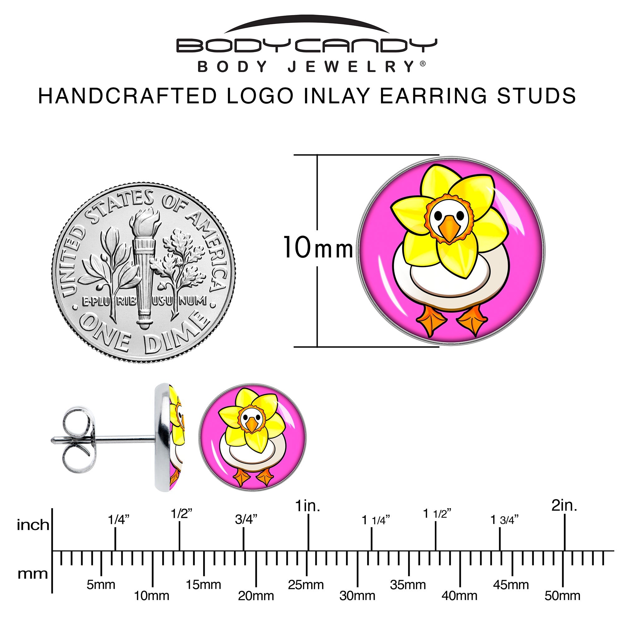 Daffodil Duck Stud Earrings by Onyx O