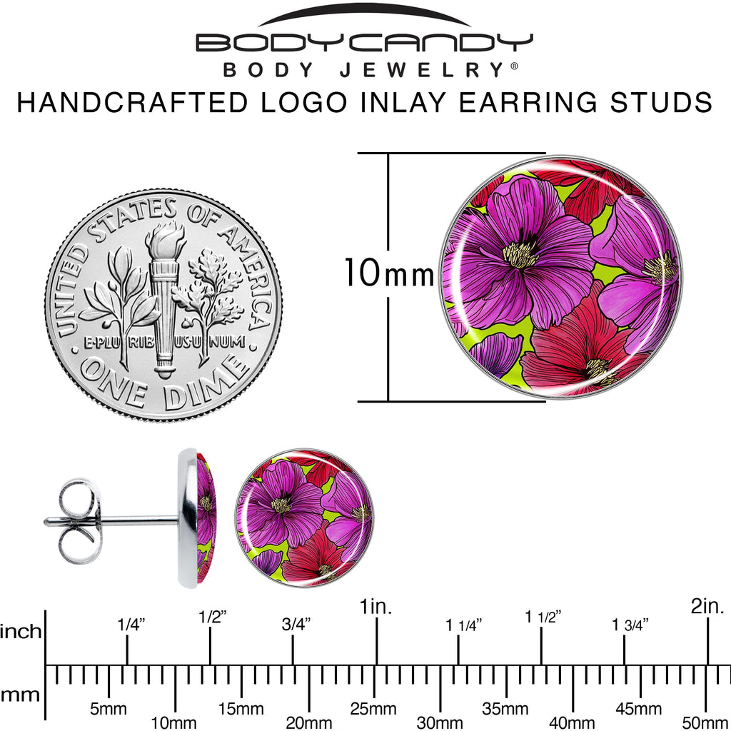 Blossom Creation Tropical Floral Flowers Stud Earrings by Onyx O