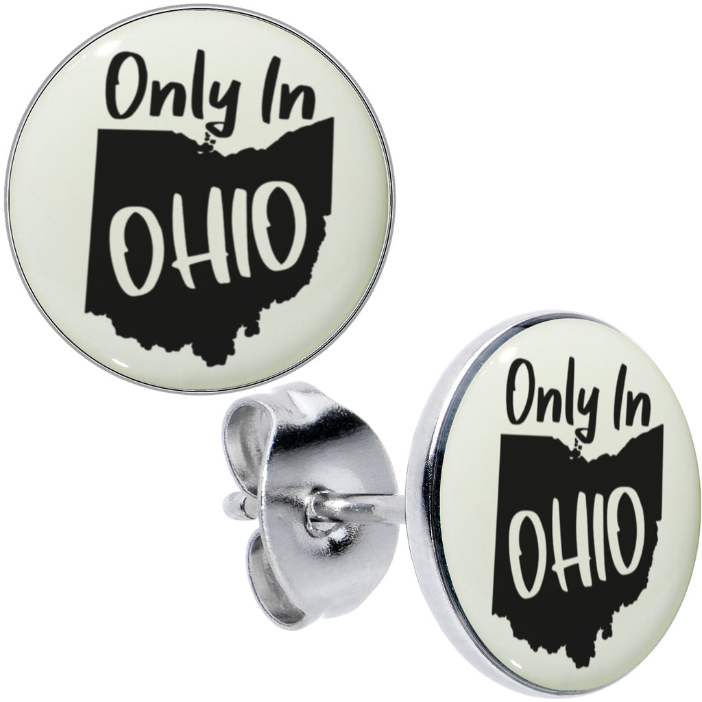 Only in Ohio Glow in the Dark Stud Earrings by Onyx O