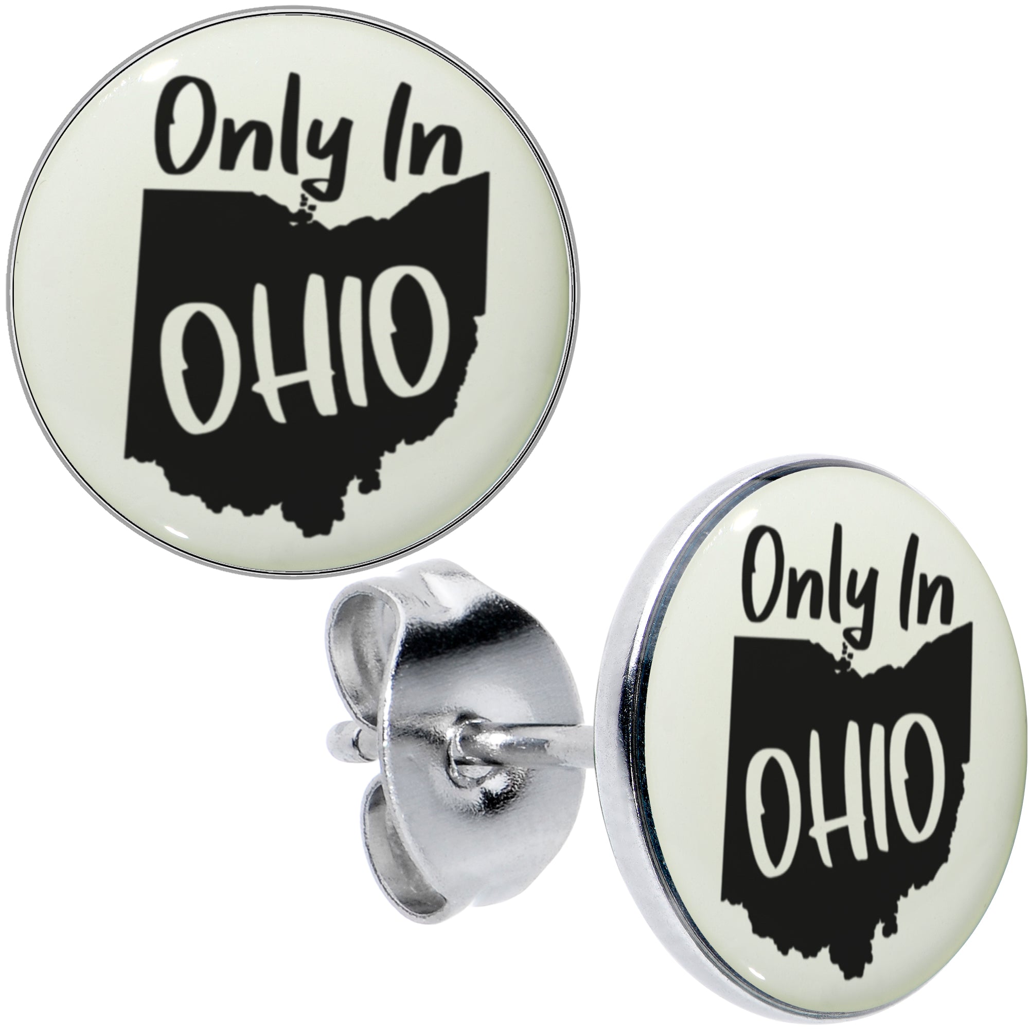 Only in Ohio Glow in the Dark Stud Earrings by Onyx O