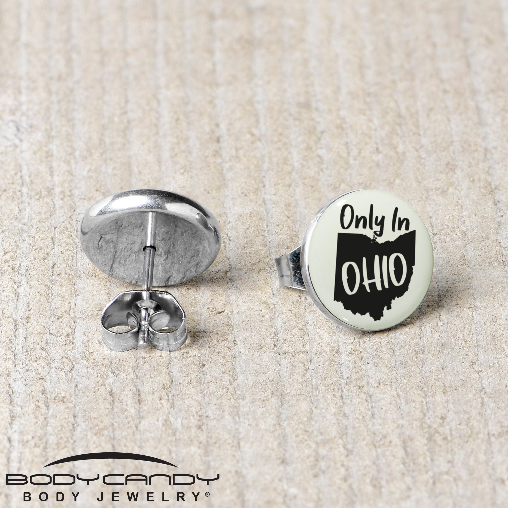 Only in Ohio Glow in the Dark Stud Earrings by Onyx O