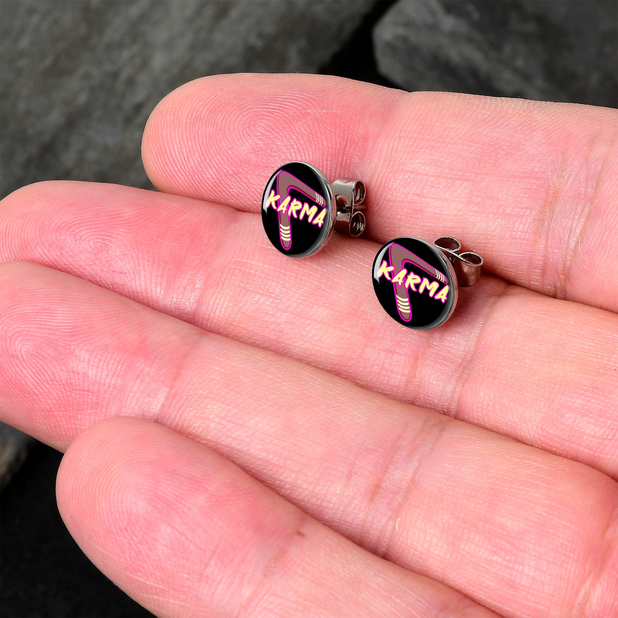 Karmic Boomerang Stud Earrings by Onyx O