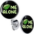 Black Green Leaf Me Alone Stud Earrings by Onyx O