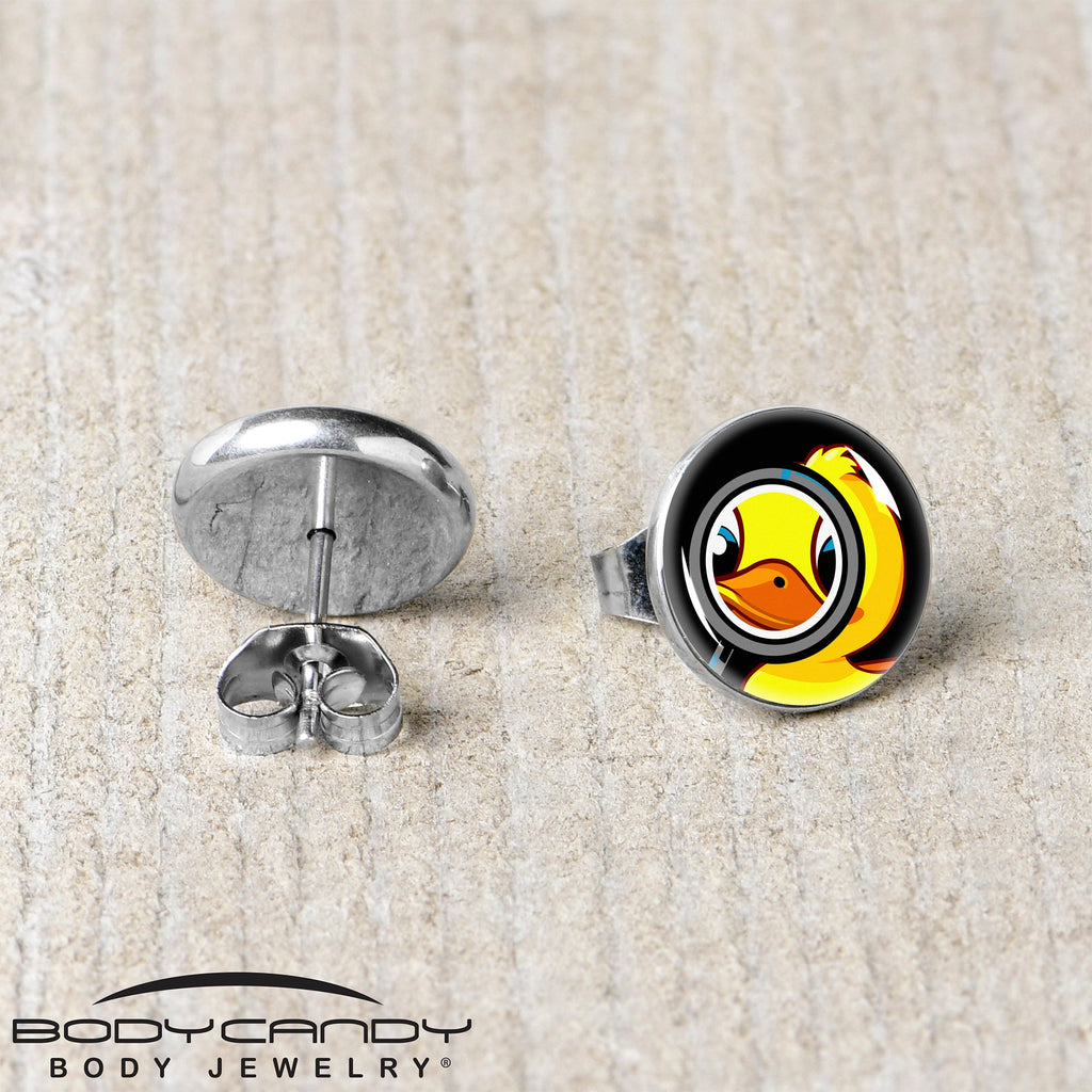Magnified Yellow Duck Stud Earrings by Onyx O