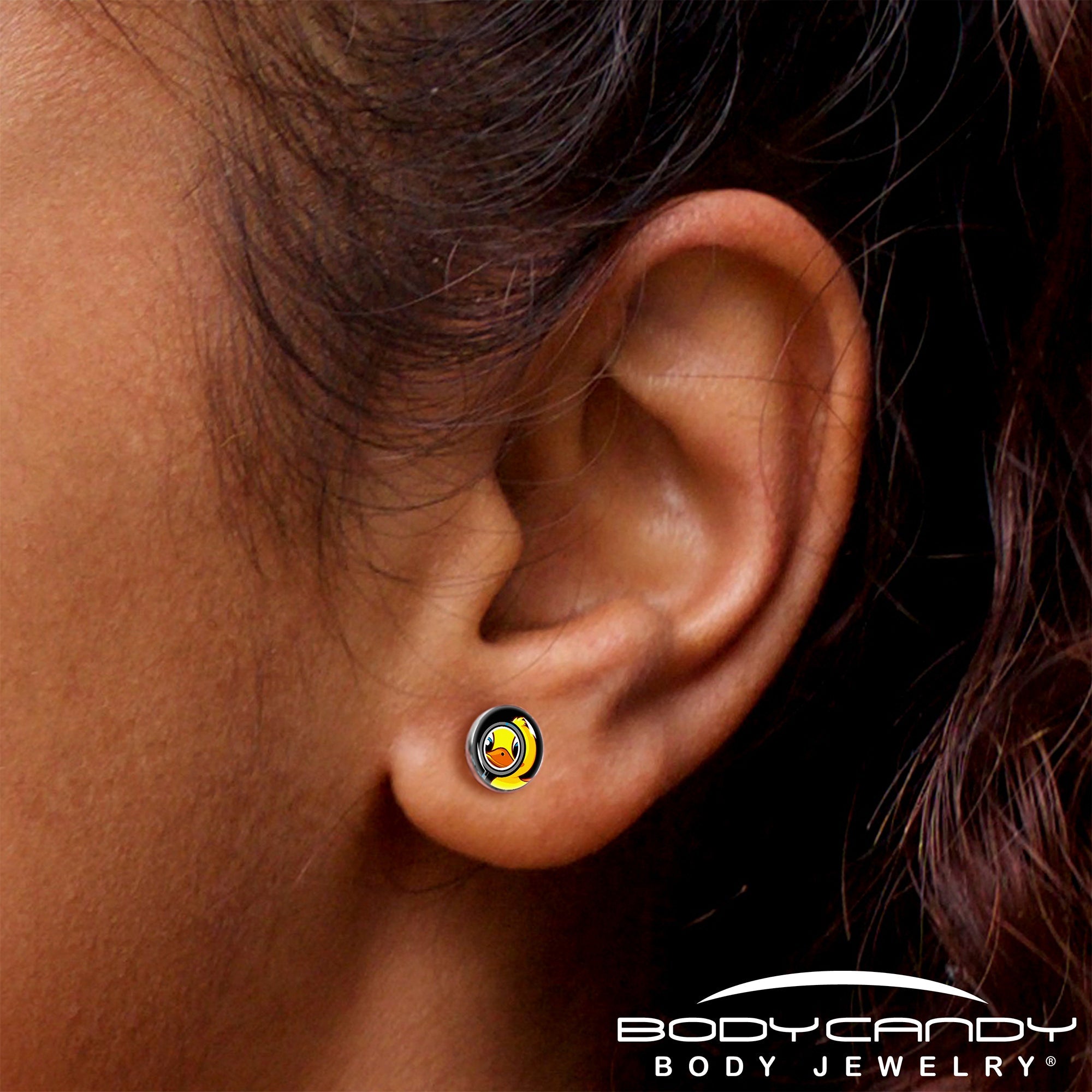 Magnified Yellow Duck Stud Earrings by Onyx O
