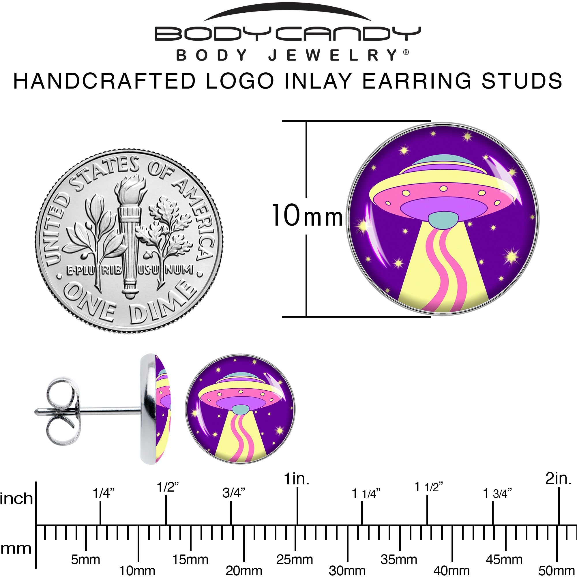Style Space Invasion UFO Stud Earrings by Onyx O