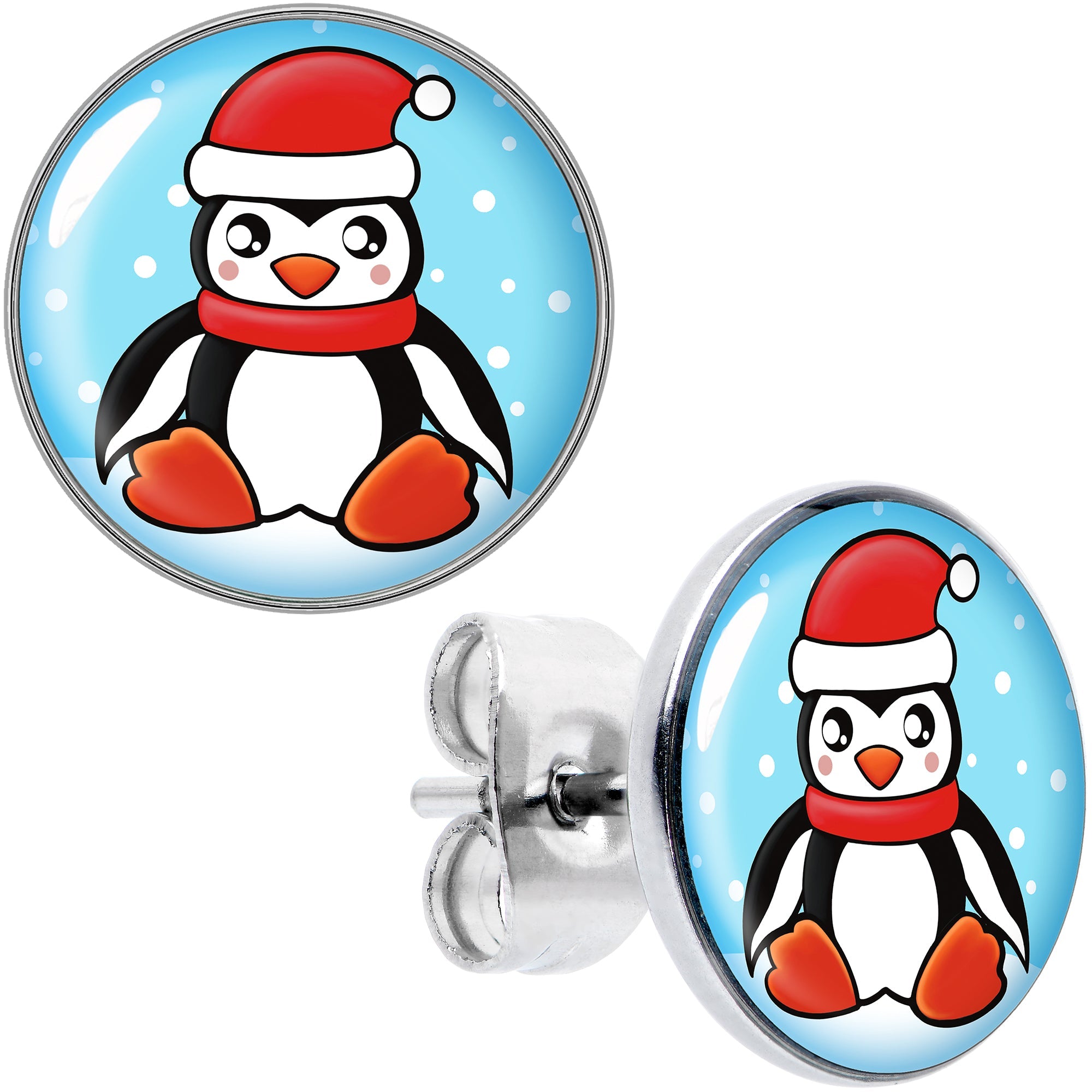 Snowfall Holiday Penguin Stud Earrings by Onyx O