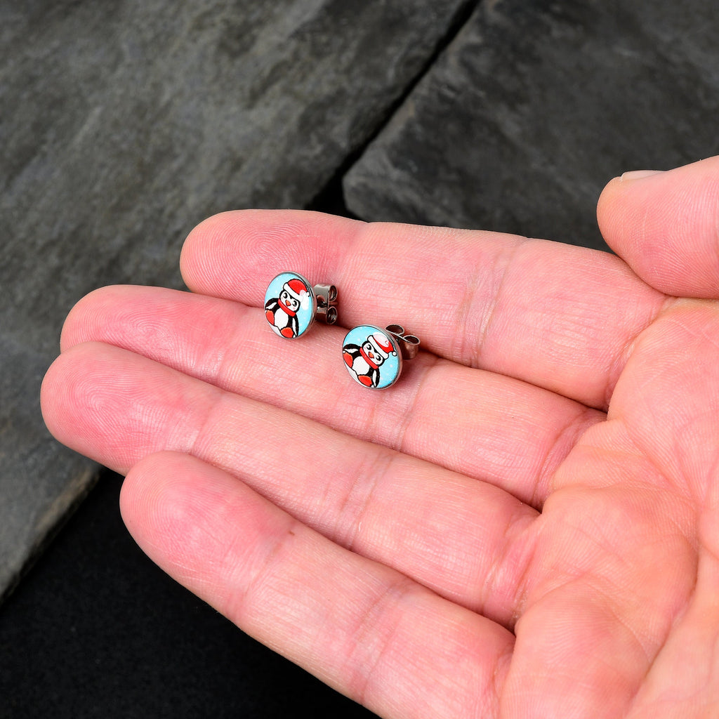 Snowfall Holiday Penguin Stud Earrings by Onyx O