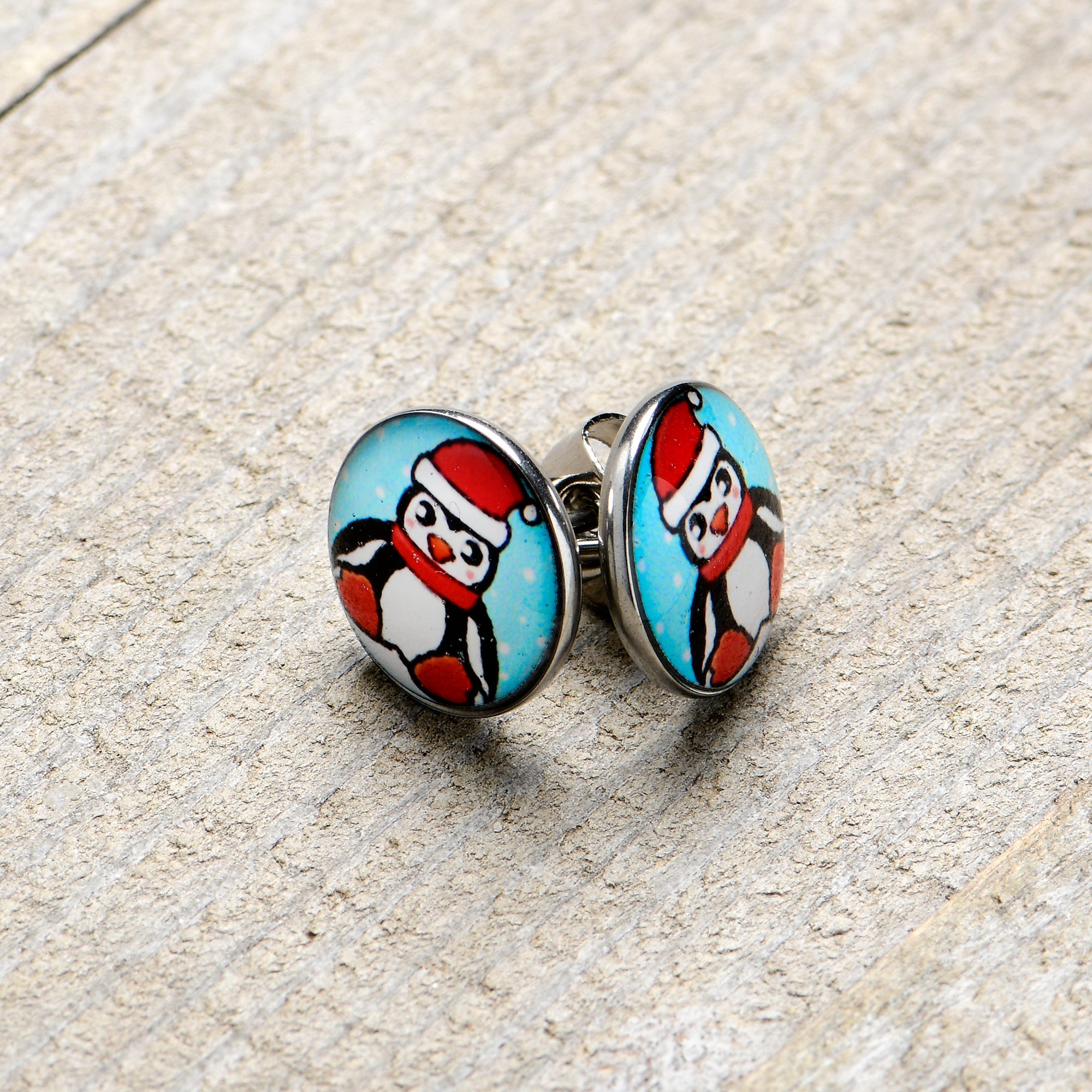 Snowfall Holiday Penguin Stud Earrings by Onyx O