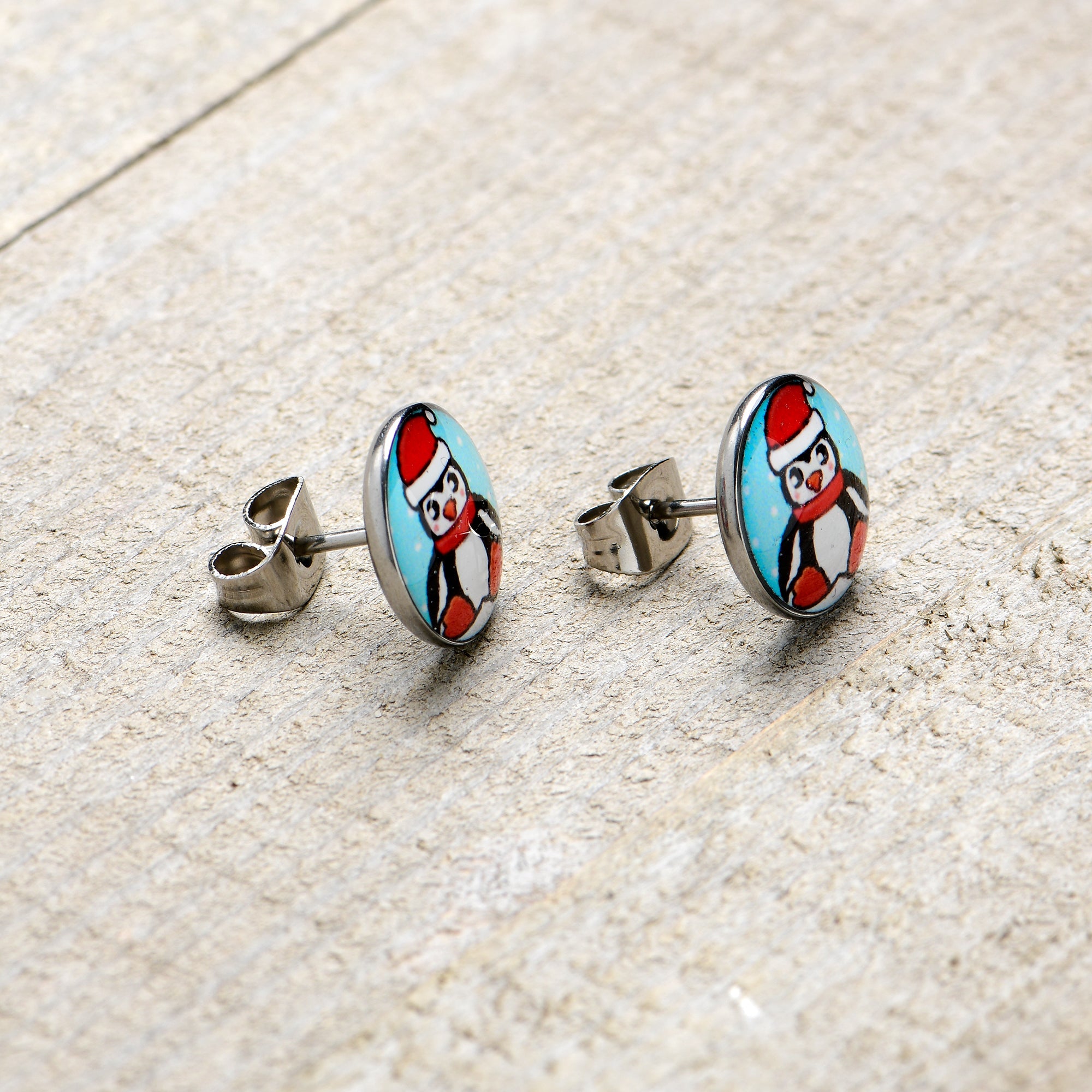 Snowfall Holiday Penguin Stud Earrings by Onyx O