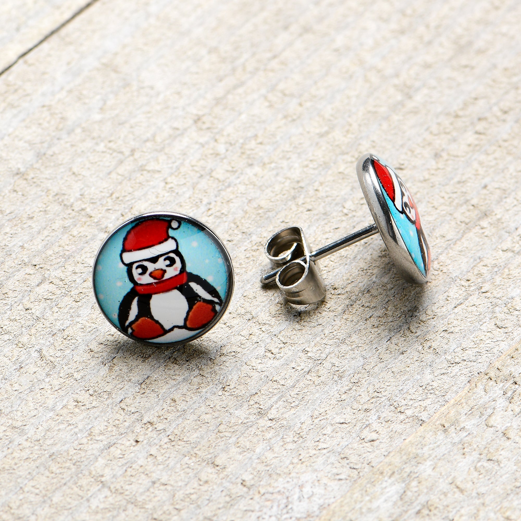 Snowfall Holiday Penguin Stud Earrings by Onyx O
