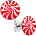 Holiday Peppermint Candy Stud Earrings