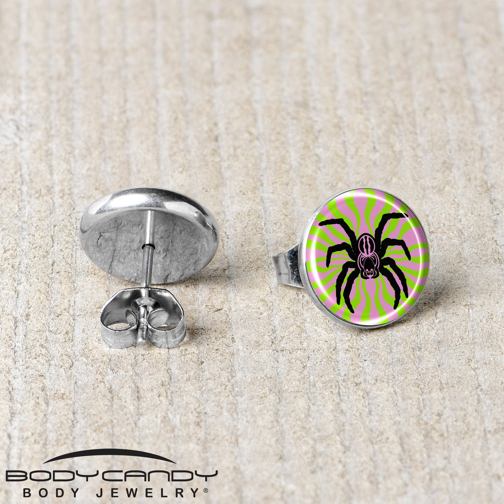 Psychedelic Spider Stud Earrings by Onyx O