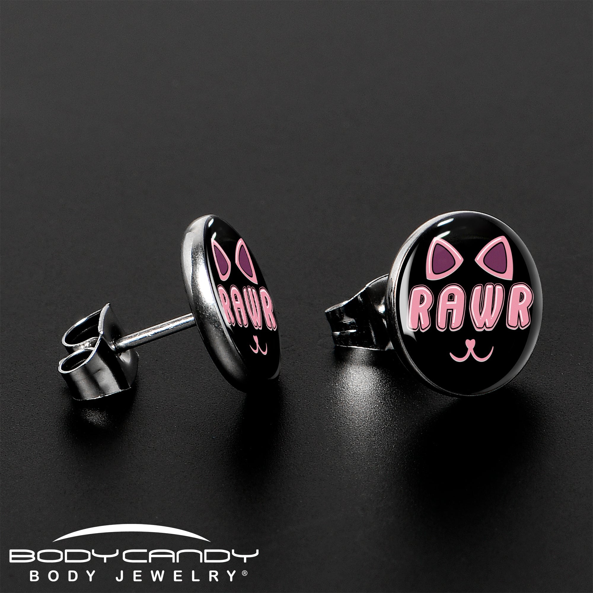 RAWR Kitty Cat Stud Earrings by Onyx O