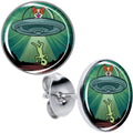 Reverse Alien UFO Abduction Stud Earrings by Onyx O