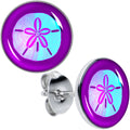 Purple Nautical Sand Dollar Stud Earrings by Onyx O