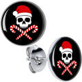 Santa Pirate Candy Cane Skull Stud Earrings by Onyx O