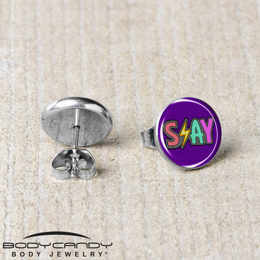 Colorful Lighting SLAY Stud Earrings by Onyx O