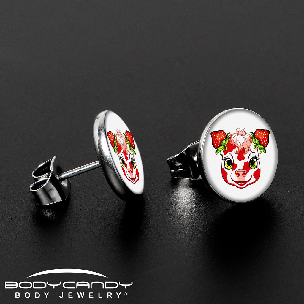 Stawberry Cow Stud Earrings by Onyx O