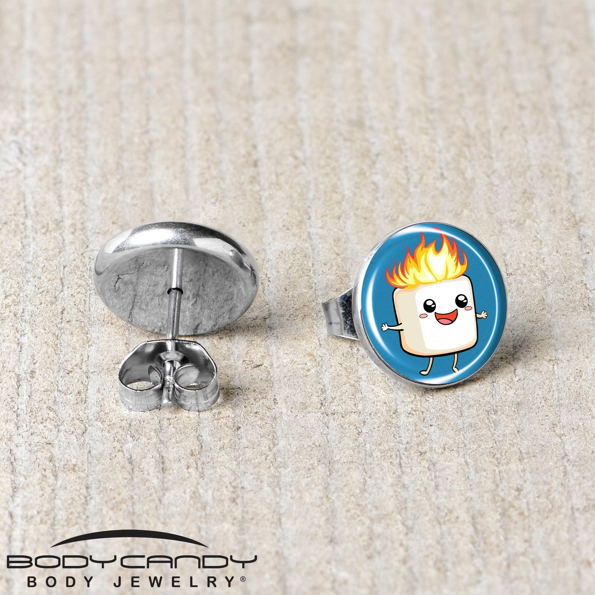 Burning Marshmallow Stud Earrings by Onyx O