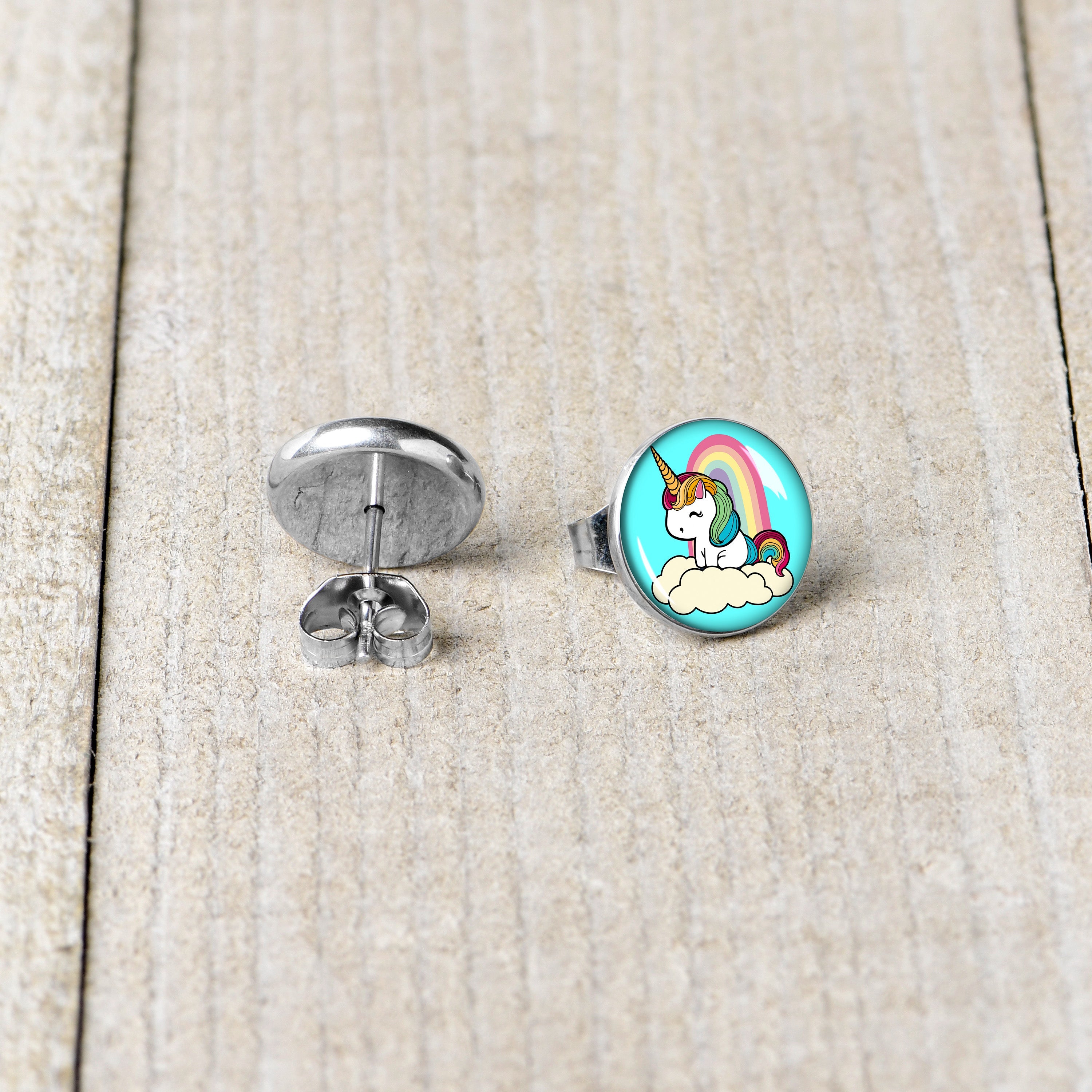 Rainbow Unicorn Stud Earrings by Onyx O