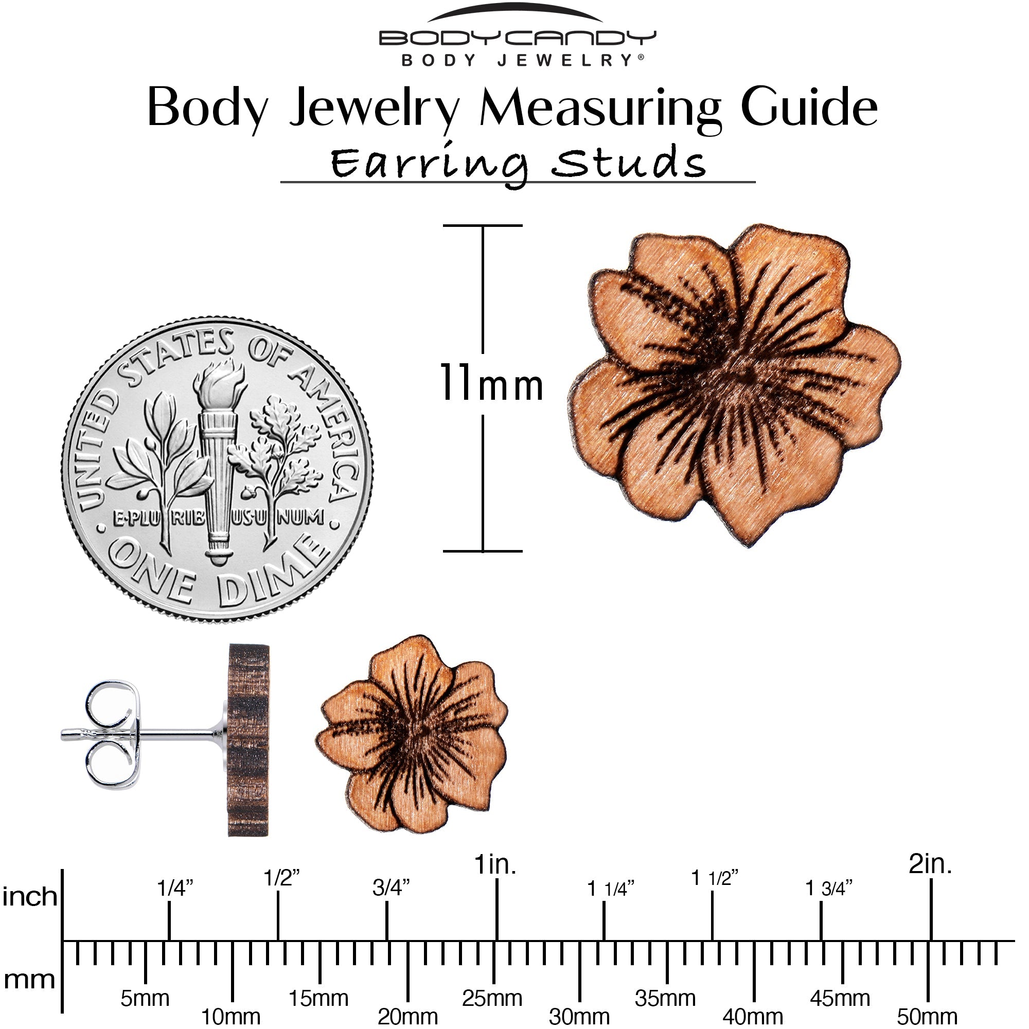 Natural Maple Wood Spring Flowers Stud Earrings