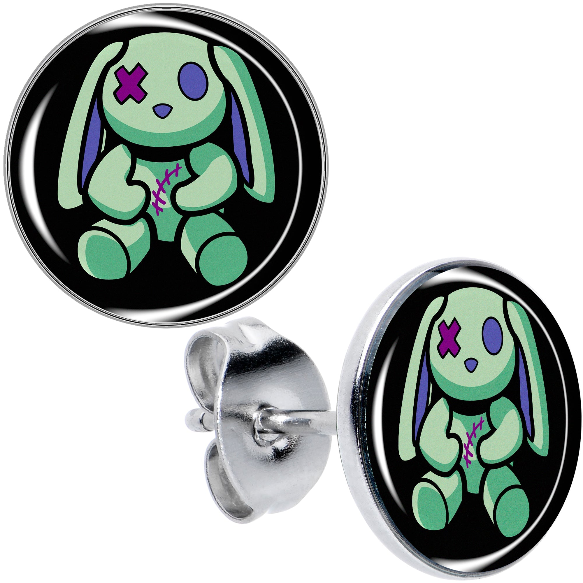 Zombie Bunny Stud Earrings by Onyx O