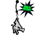 Glow in the Dark Halloween Flying Witch on Broom Dangle Belly Ring