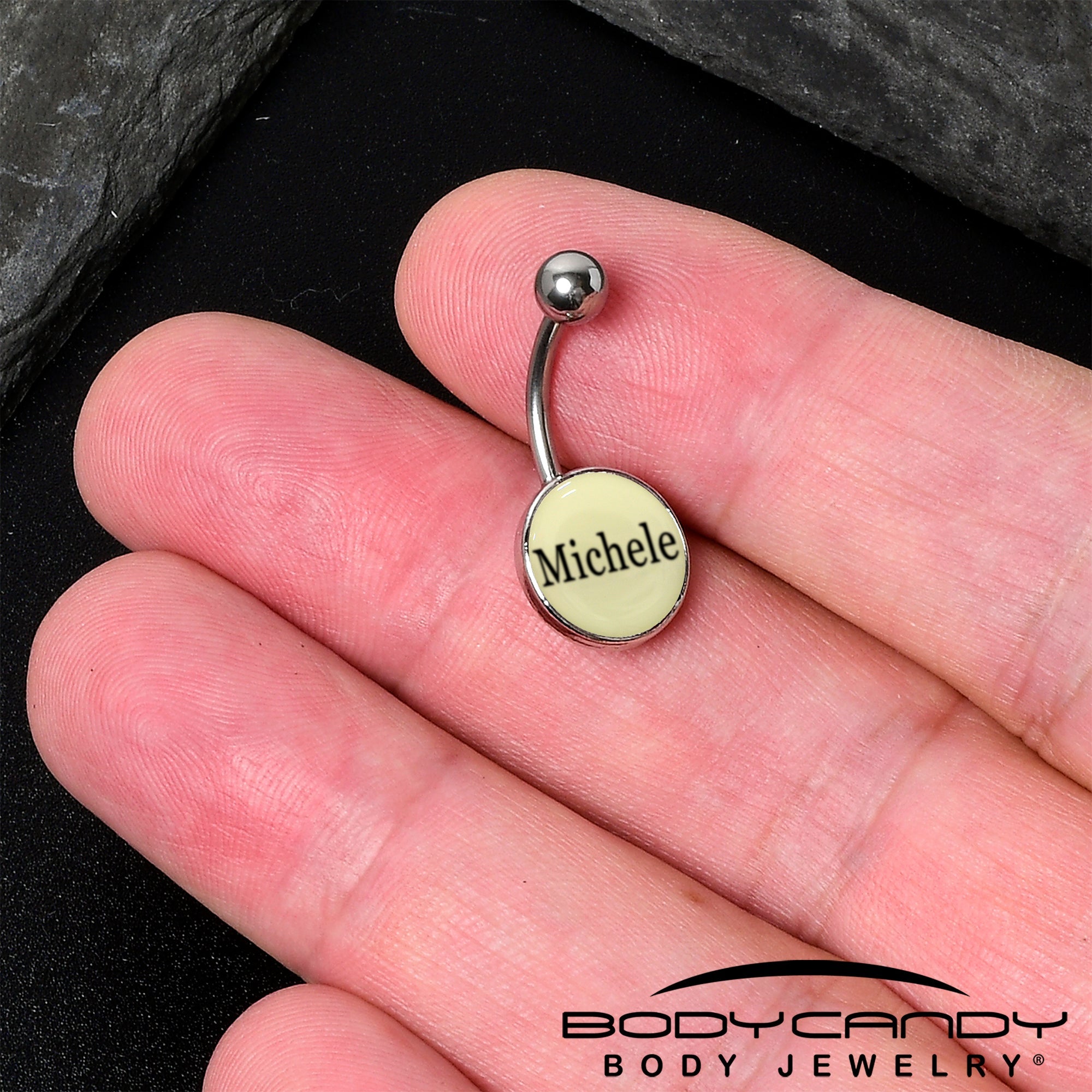 Custom Glow in the Dark Personalized Name Dangle Belly Ring